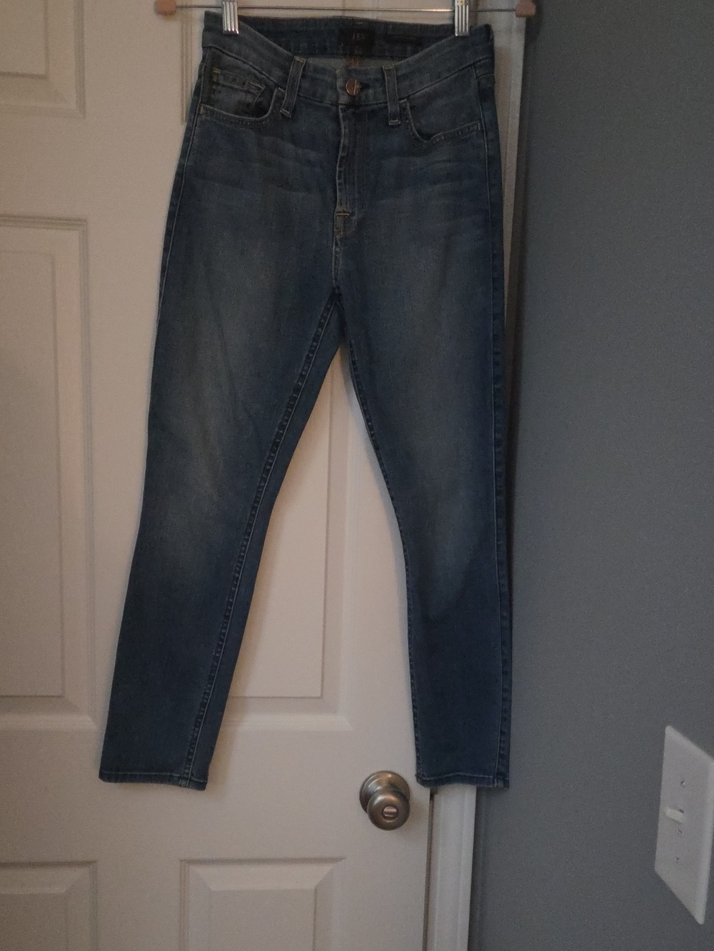 High-Rise Slim Straight Jeans in Denim Blue